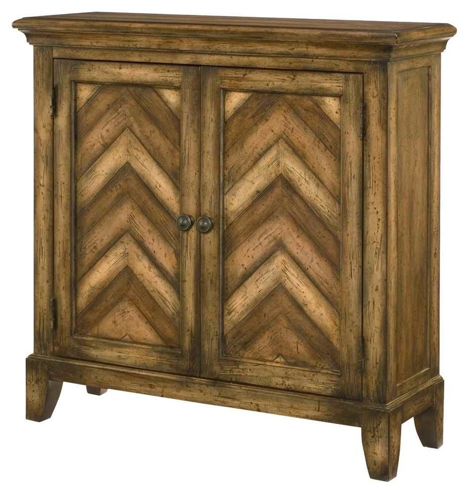 Hammary Hidden Treasures Chevron Cabinet  Cherry 090 665   Farmhouse   Accent Chests And Cabinets   by ShopLadder  Houzz