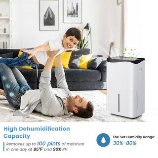 Gymax 5500 sq. ft 100-Pints Dehumidifier for Large Room Smart WiFi Dehumidifier for Basement and Home GYMHD0093