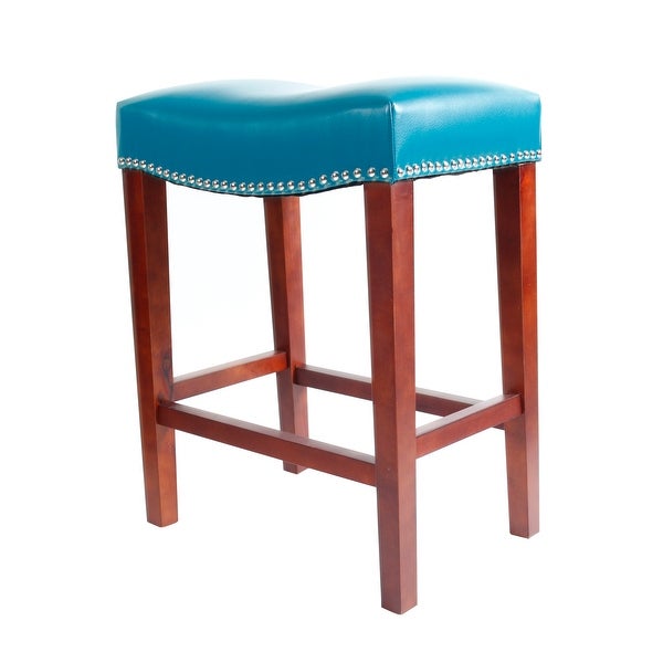 Classic Bonded Leather Barstool with Rubber wood leg (Set of 2)