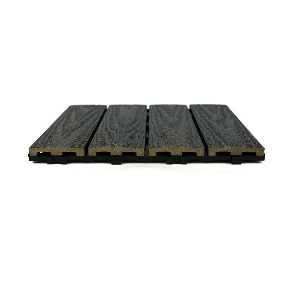 NewTechWood UltraShield Naturale 1 ft. x 1 ft. Quick Deck Outdoor Composite Deck Tile Sample in Hawaiian Charcoal US-QD-ZX-CH-S