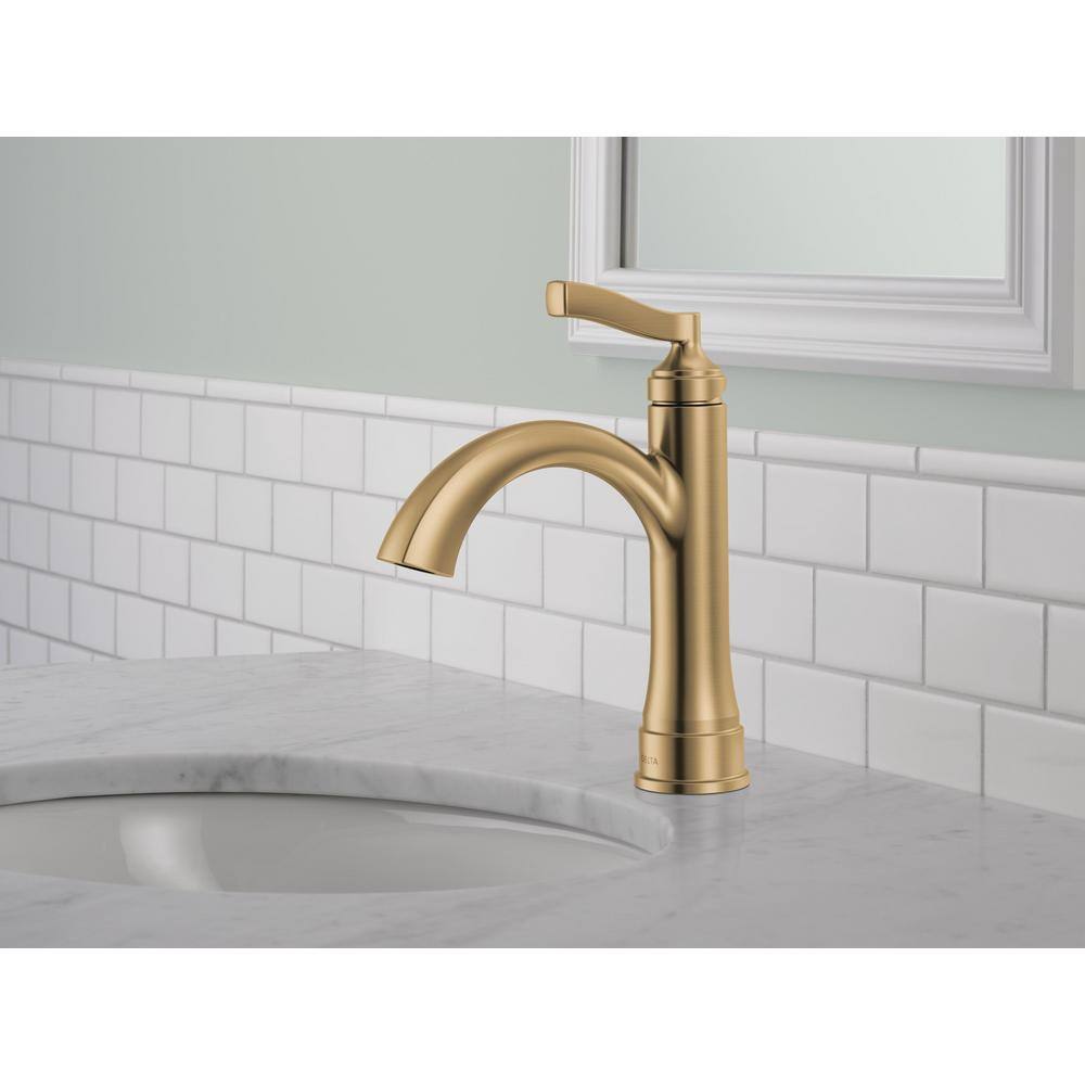 Delta Faryn Single Handle Single Hole Bathroom Faucet in Brushed Gold 15822LF-CZ