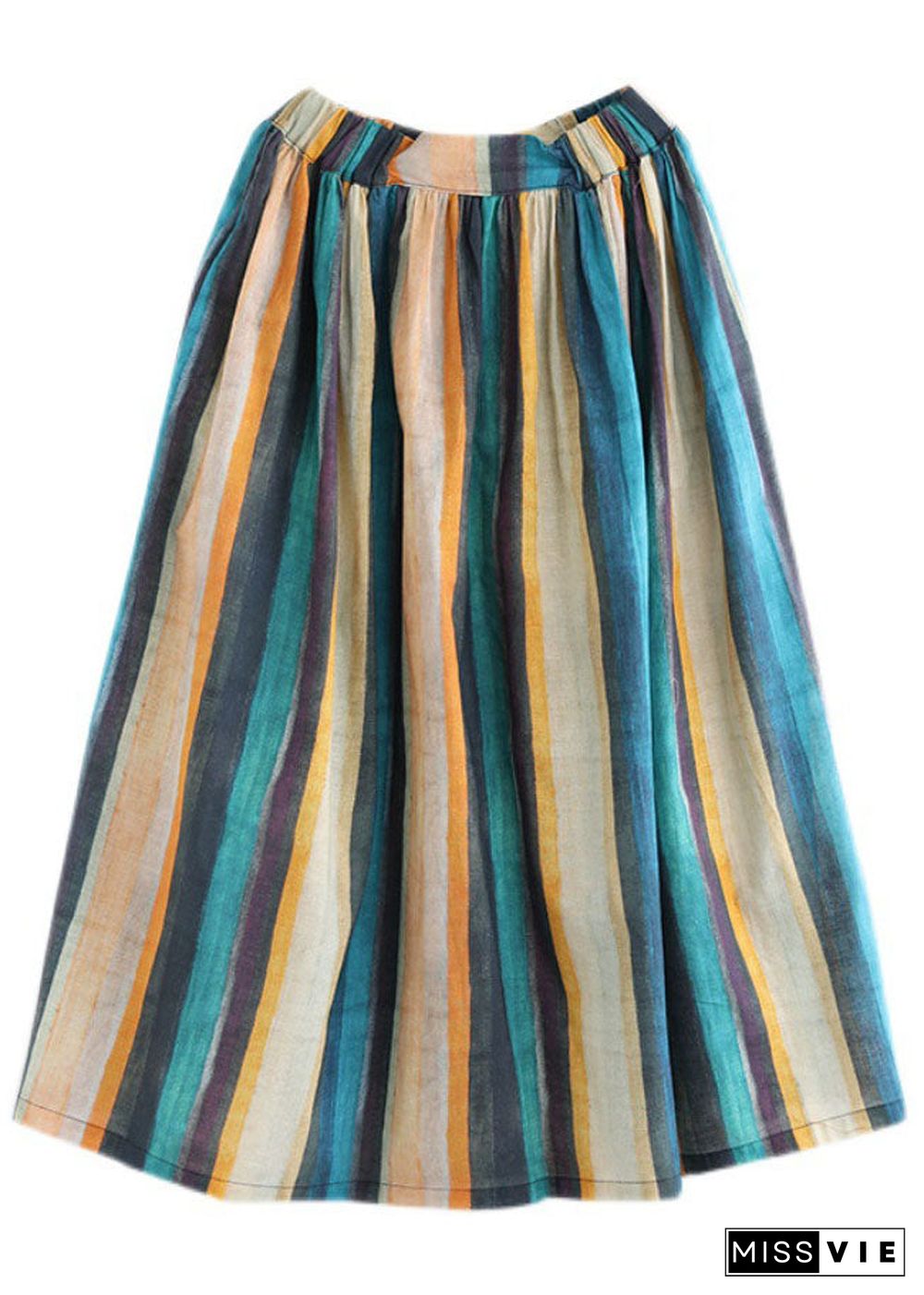 Chic Color stripe Striped Linen a line skirts Spring