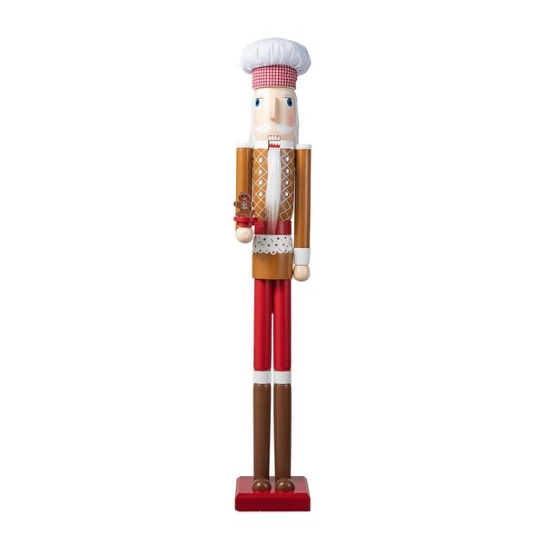 Glitzhome 42H Wooden Christmas Gingerbread Chef Nutcracker