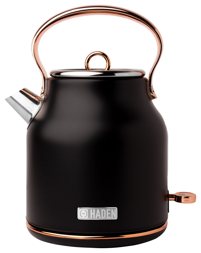 Haden Heritage 1.7 Ltr Stainless Steel Electric Kettle  Black and Copper   Contemporary   Kettles   by Studio Designs  Houzz