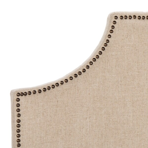 Safavieh Hallmar Hemp Linen Upholstered Arched Headboard - Brass Nailhead (Queen) - - 8306977