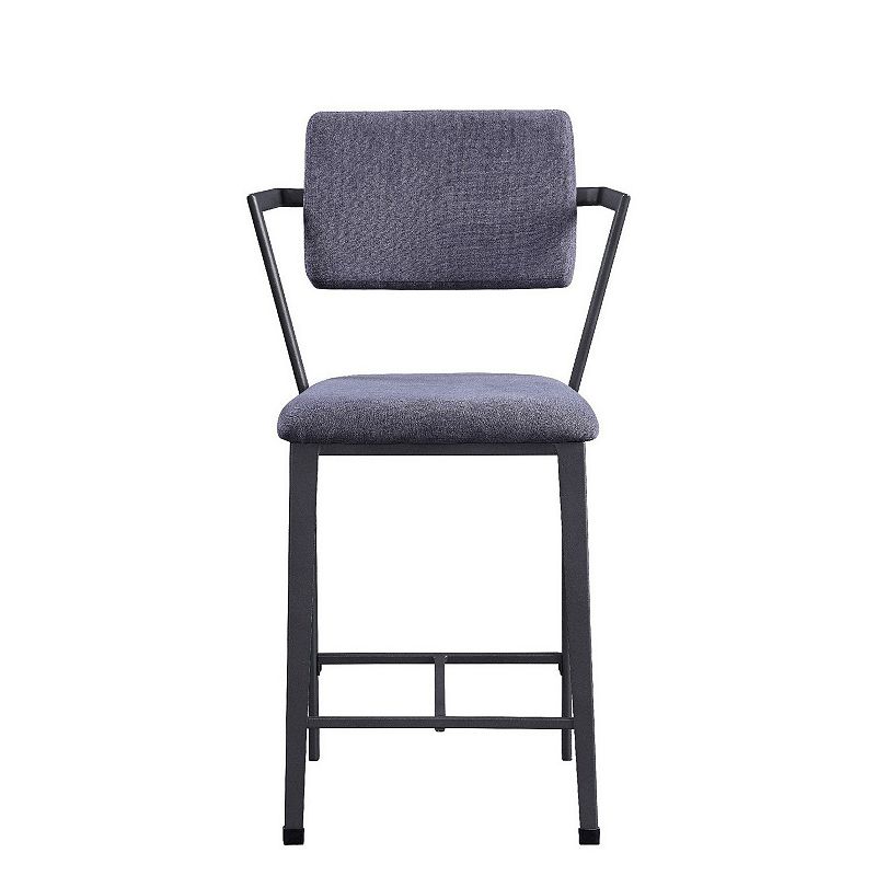 Fabric Upholstered Metal Counter Height Chair， Set of 2，Gray and Black