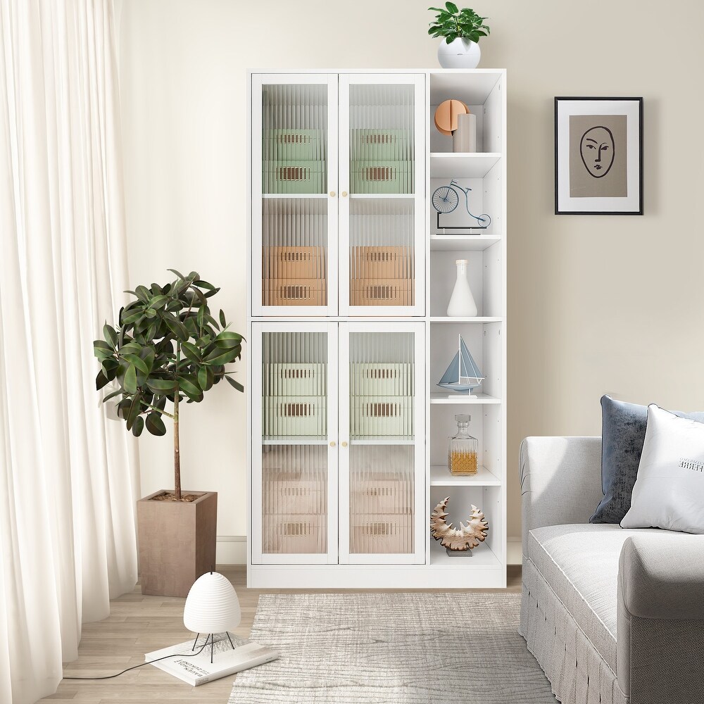 Tall Kitchen Pantry Cabinet with Doors and Adjustable Shelves