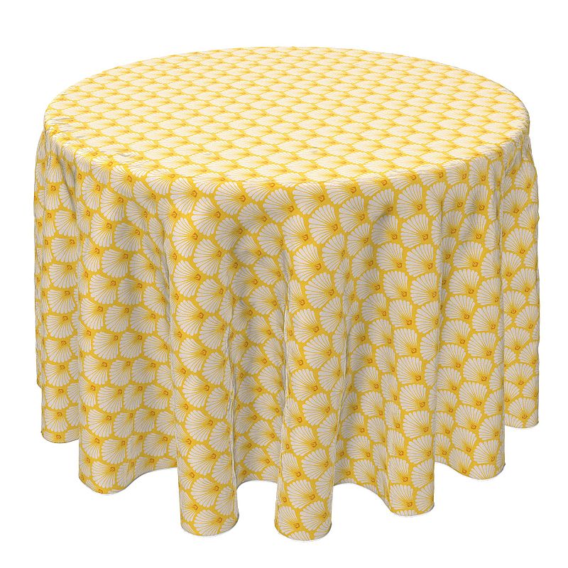 Round Tablecloth， 100% Cotton， 60 Round， Abstract Shells