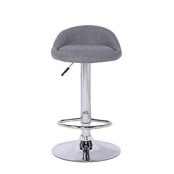 Fabric Upholstered Stool With Adjustable Height， Stainless Steel Base. Set Of 2 - Grey