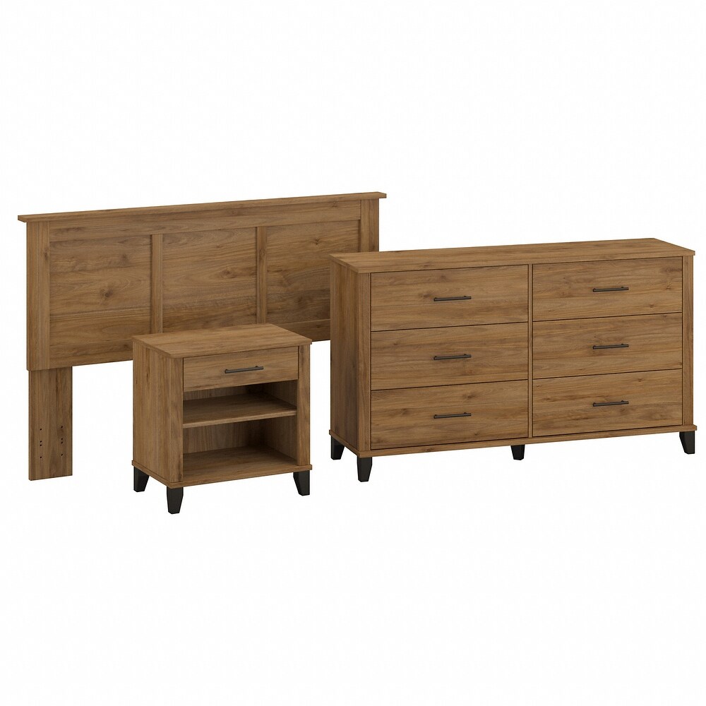 Somerset Ash Grey Headboard  Dresser and Nightstand Bedroom Set