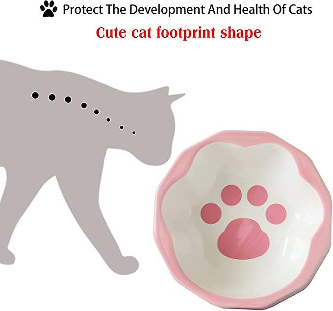 Ceramic Pet Bowls ， Small Cat Food Dishes For Indoor Cats， Cat/dog Bowls For Food And Water， Relief Whisker Fatigue Cat Bowls， Cute Paw Shaped Kitten