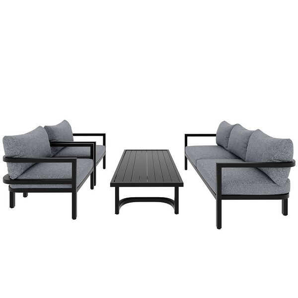 4-Piece Multi-person Outdoor Steel Sofa Set， Waterproof， Anti-rust， Anti-UV， Perfect for Gardens and Lawns， Ultimate Relaxation - Overstock - 37905058