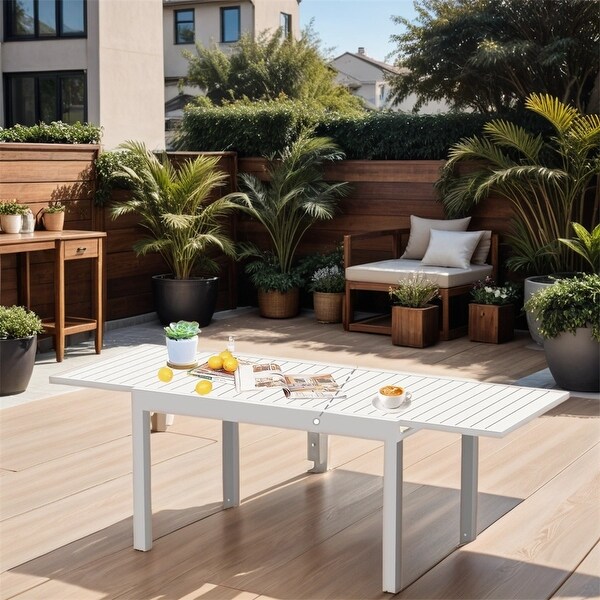 Patio Aluminum Extendable Dining Table with Adjustable Legs