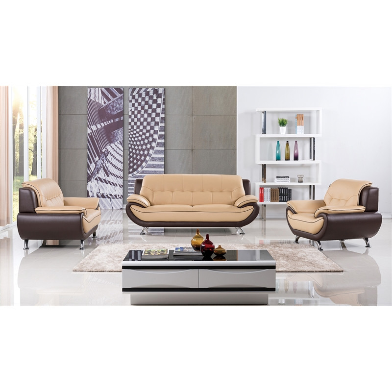 EK9600 Yellow Brown and Brown Color With Faux Leather Chair   Contemporary   Armchairs And Accent Chairs   by Homesquare  Houzz