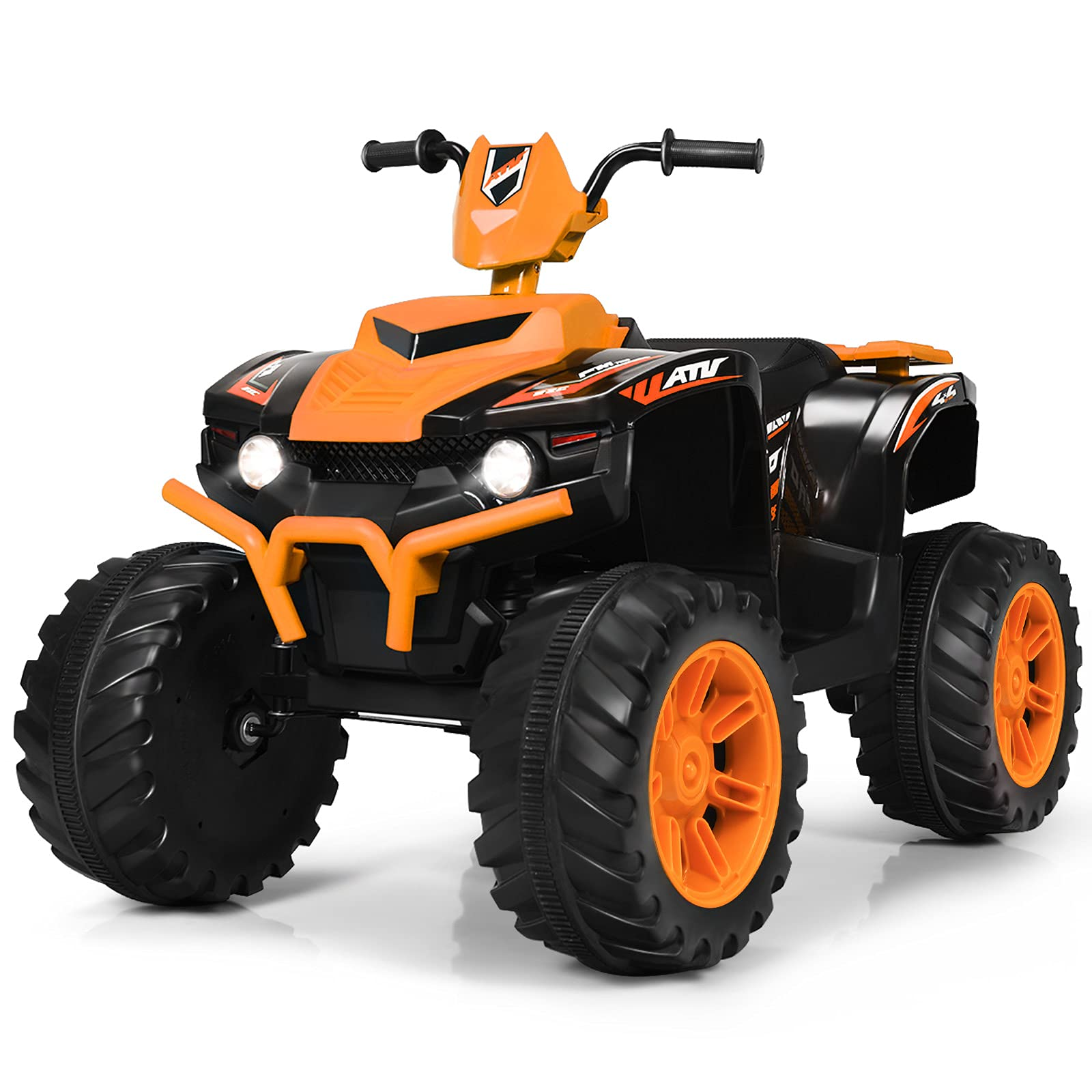 Costzon Kids ATV, 12V Battery Powered Electric Vehicle w/ LED Lights, High & Low Speed