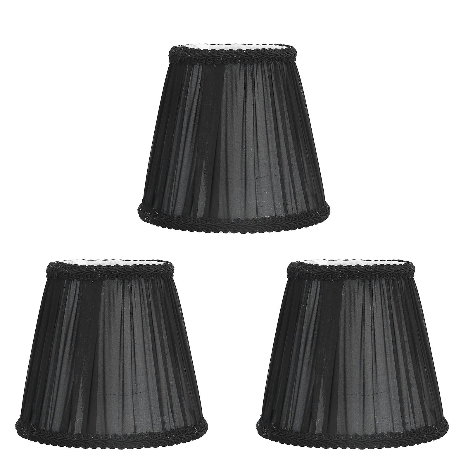 3pcs E14 Clipon Cloth Lamp Shade Modern Fabric Lampshade Table Light Cover For Candle Chandelierblack