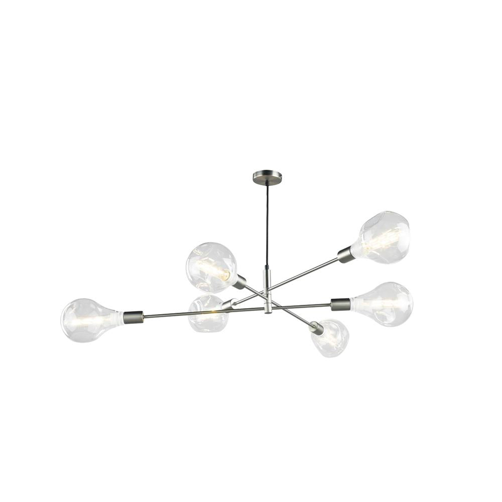 DAR ALA0646 Alana Satin Chrome Vintage Spider 6 Lamp Semi Flush Light