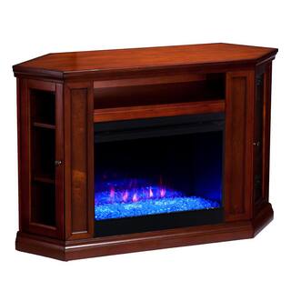 Southern Enterprises Denton Color Changing 48 in. Convertible Electric Fireplace TV Stand in Brown Mahogany HD013848