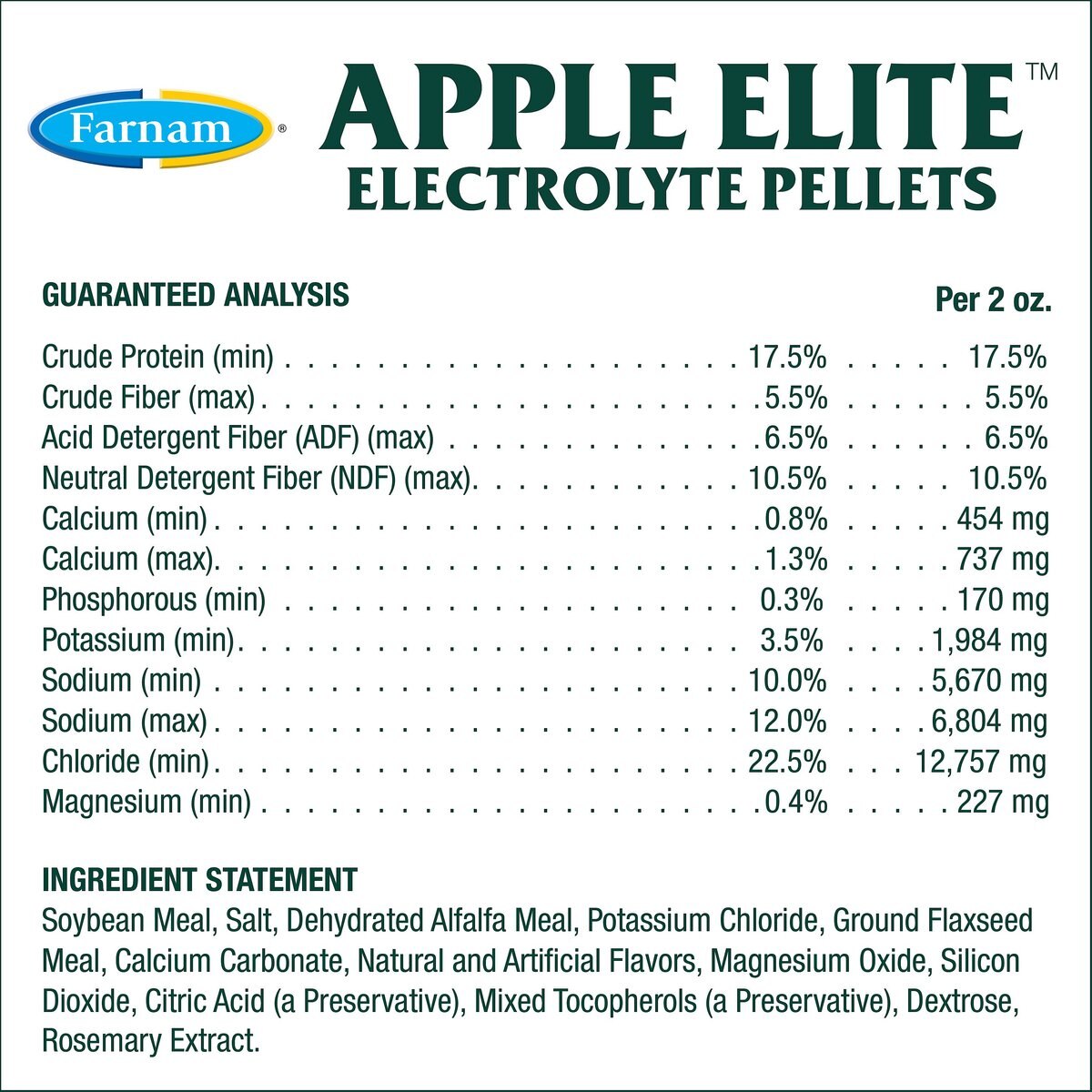 Farnam Apple Elite Electrolyte Pellets Horse Supplement， 7.5-lb bag