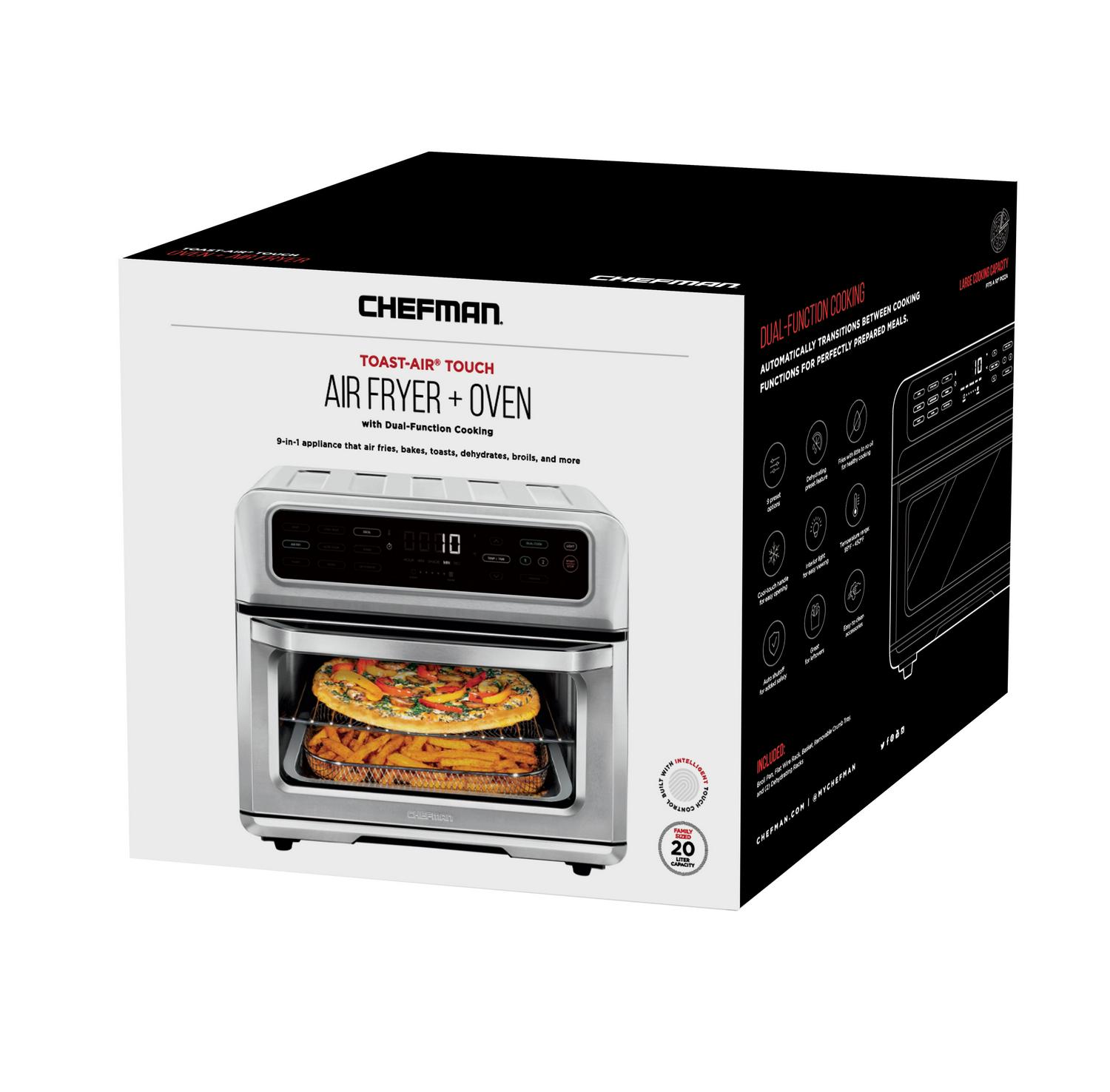 Chefman Toast-Air Dual-Function Air Fryer + Toaster Oven， Stainless Steel， 20 Liter