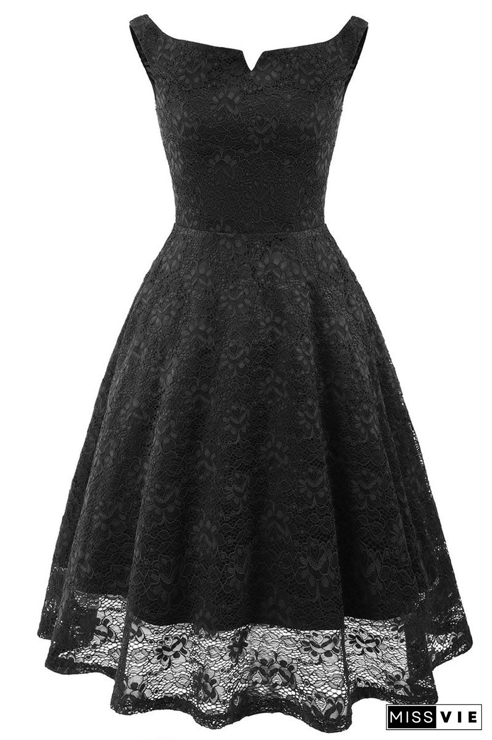 Black Off-the-shoulder Lace Homecoming Prom Dress