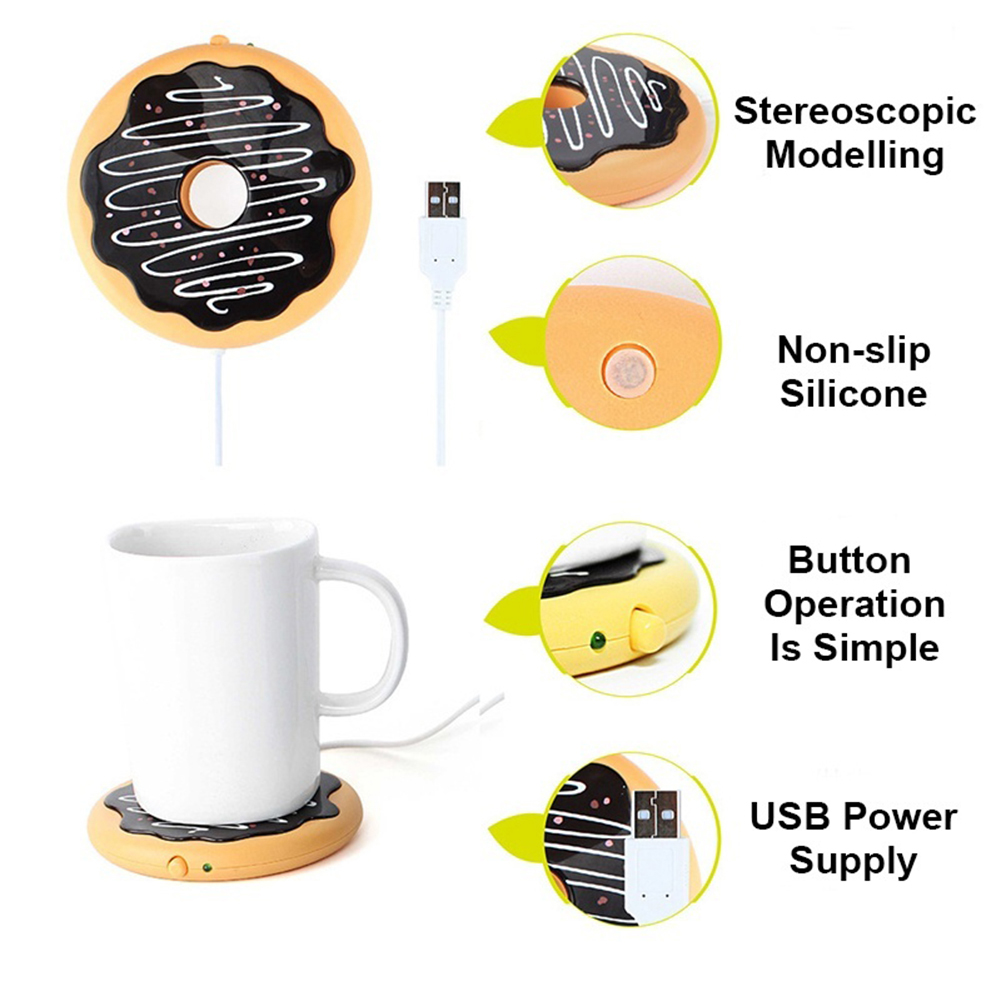 Decor Store Donut Home Office USB Cup Warmer Heater Coffee Milk Tea Beverage Heating Mug Pad