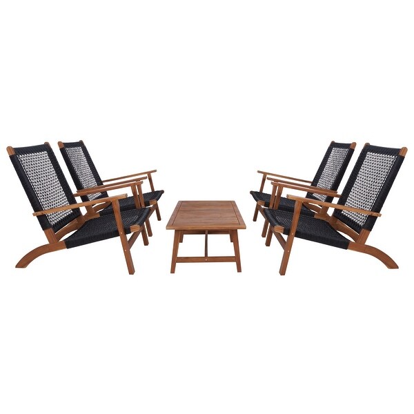 SAFAVIEH Outdoor Deven 5Piece Acacia Wood Coffee Set.