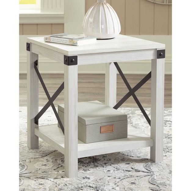 Bayflynn Square End Table White Signature Design By Ashley