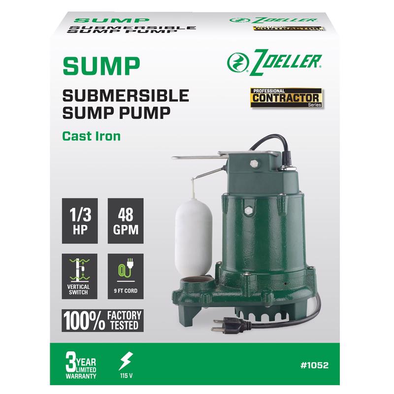 SUMP PUMP 1/3HP 2880GPH