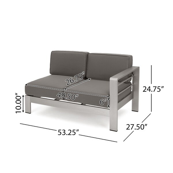 Cape Coral Fabric/Aluminum 9seat Ushaped Sectional and Fire Pit Set by Christopher Knight Home