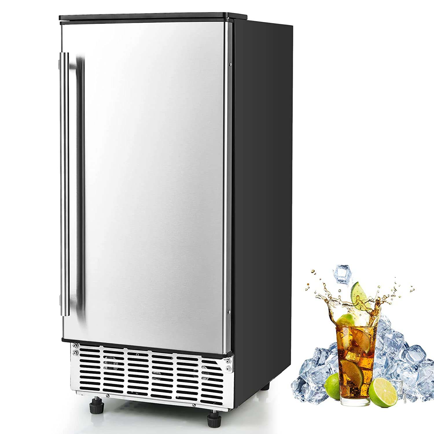 115V 80LBS/24H Commercial Ice Maker Machine with Drain Pump, 25LBS Ice Bin, Self-Cleaning Function