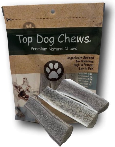 Top Dog Chews Elk Antler Split Dog Treats， Small， case of 3