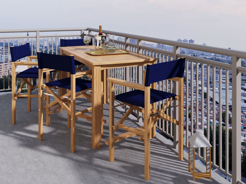 Yvon Rectangular Teak Outdoor Counter Height Table   Transitional   Outdoor Pub And Bistro Tables   by Curated Maison  Houzz