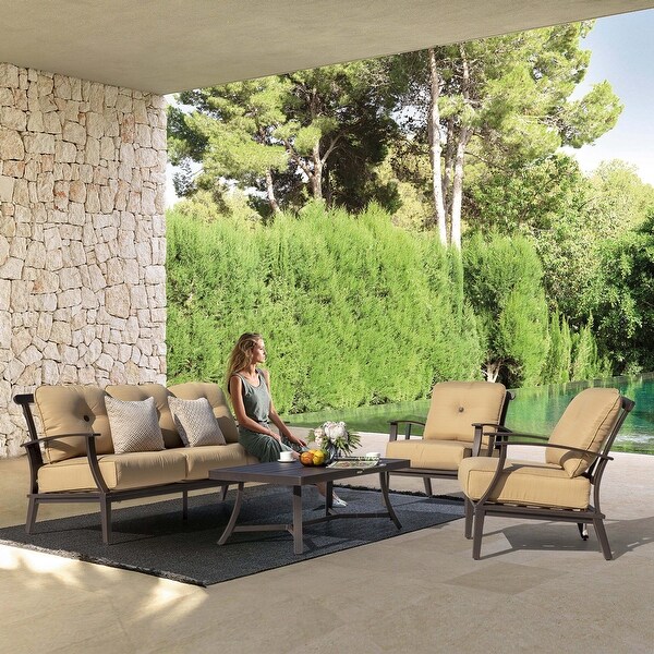 Nuu Garden 4Piece Patio Aluminum Conversation Set with Cushions