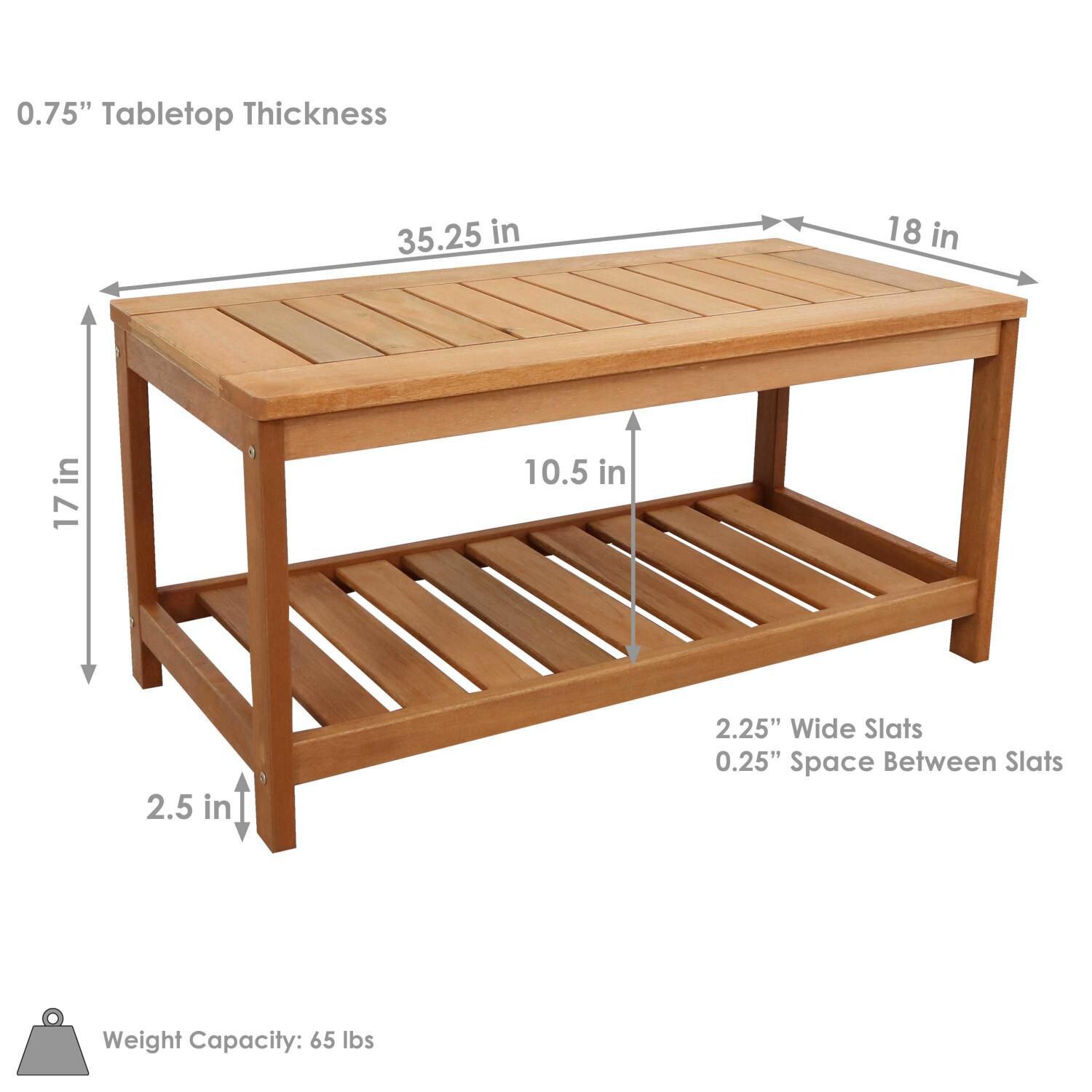 Ultimate Patio 35 1/4 X 18-Inch Rectangular Meranti Wood Outdoor Coffee Table W/ Teak Oil Finish