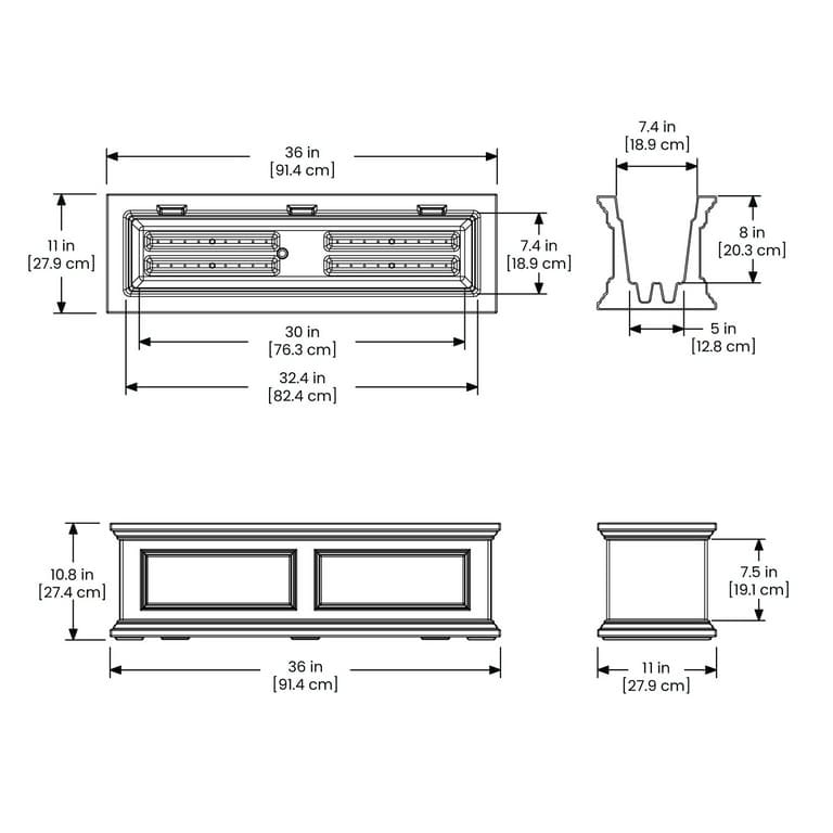 36 Inch Rectangle Polyethylene Window Box