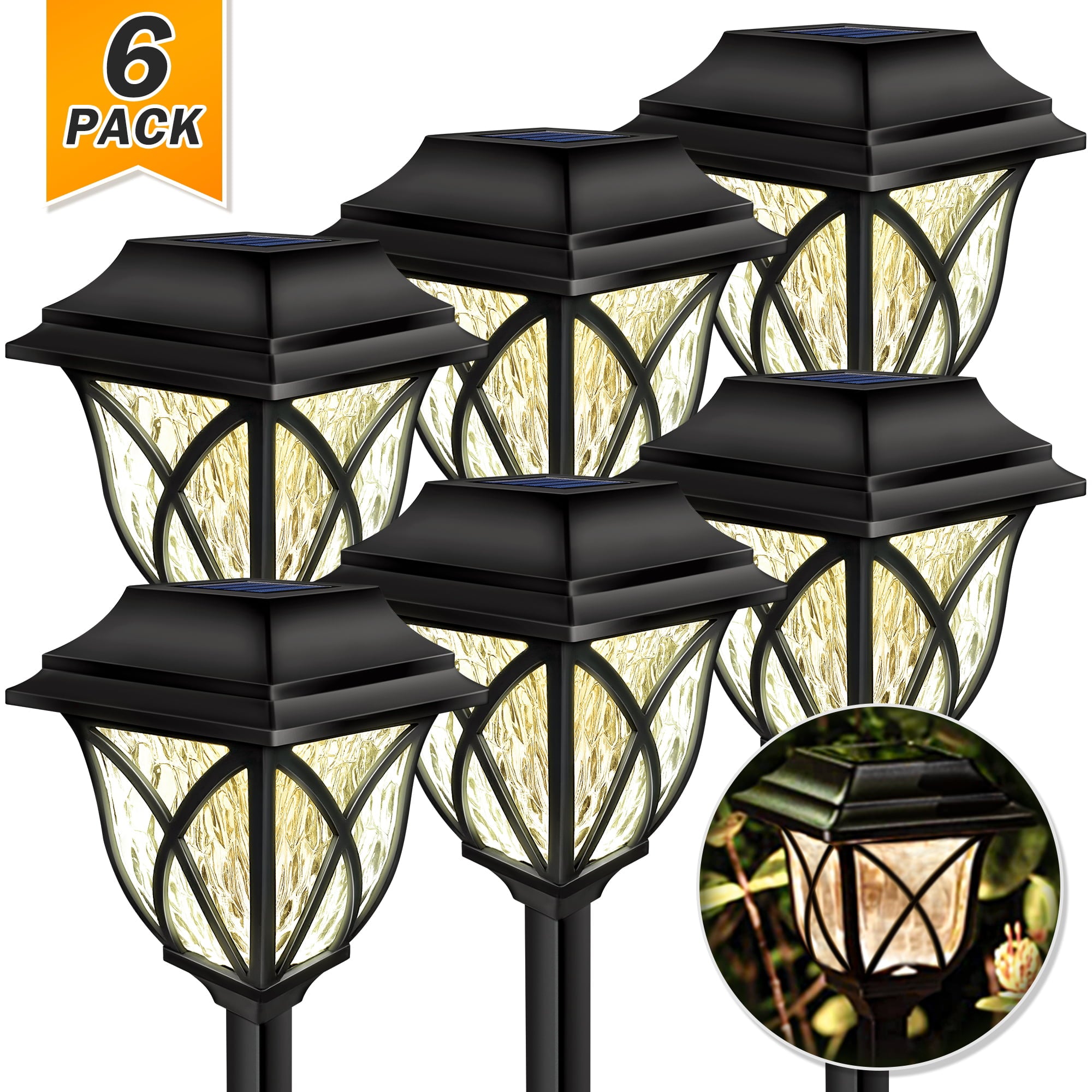 ABLEGRID 6 Pcs Outdoor Solar Light for Yard Solar Pathway Lights for Garden  Waterproof Outdoor Decor Landscape Path Lights Auto on/off Warm White