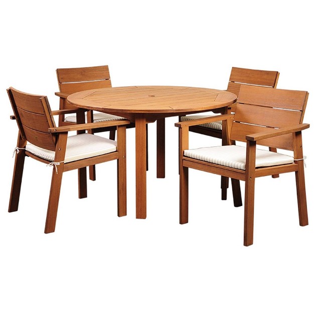 Nelson 5pc Patio Eucalyptus Wood Round Dining Set International Home Miami