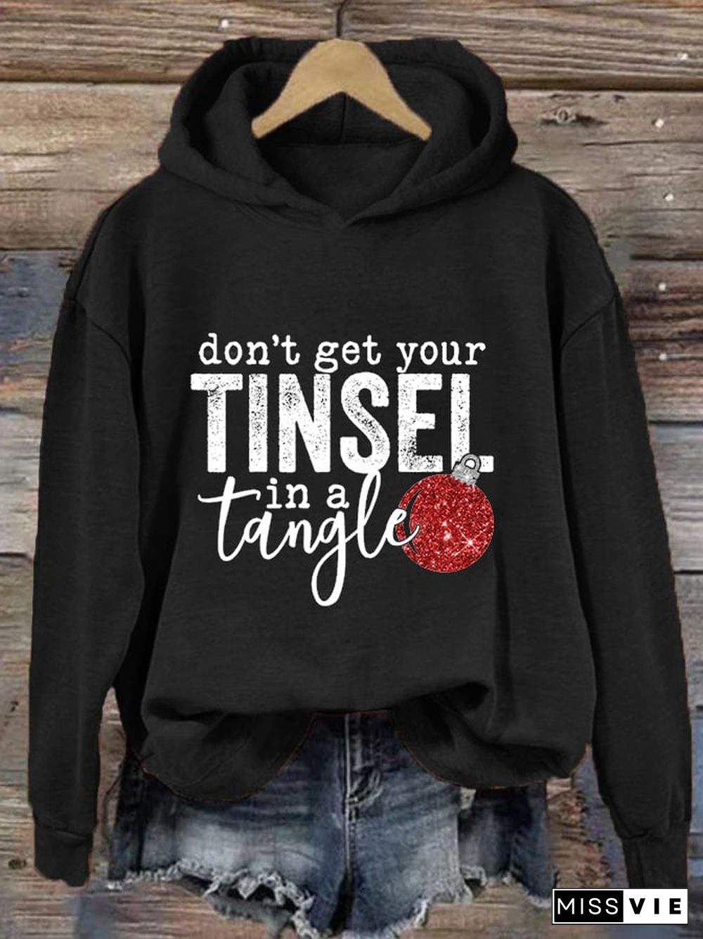 Women's Christmas Don't Get Your Tinsel in a Tangle Casual Hoodie