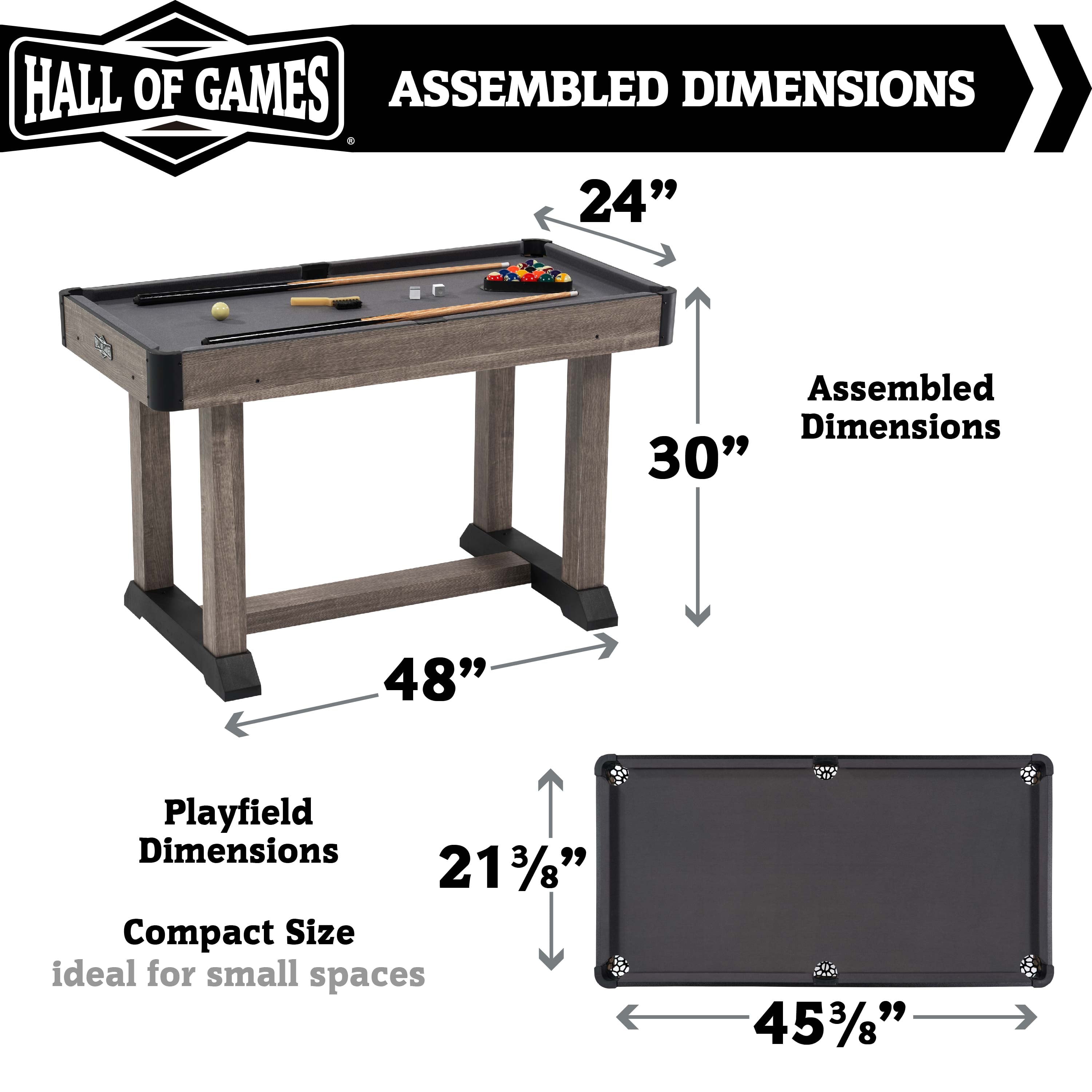 Hall of Games Charleston Billiard Table, (4' x 2'), Accessories Included