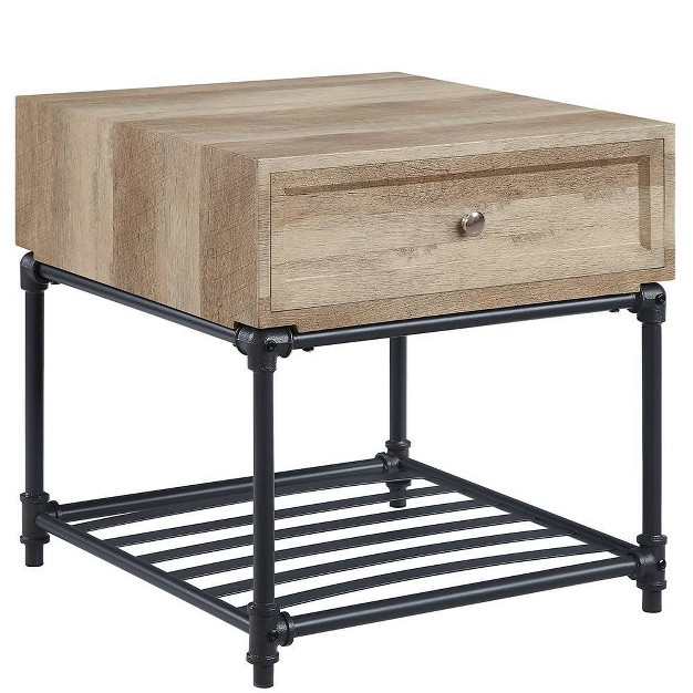 Drawer And 1 Tier Shelf Accent Tables Oak And Sandy Black Acme Furniture