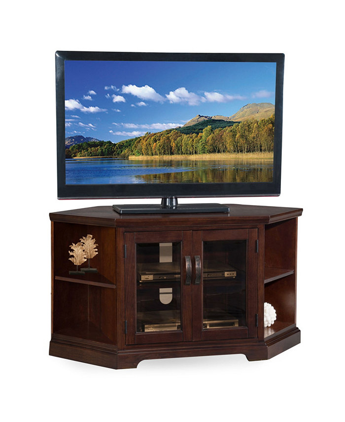 Leick Home Chocolate and Black Glass 46 W TV Stand