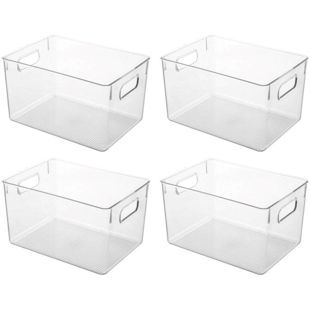 Mpm 4 Packs Transparent Plastic Bins Storage Box Deep Plastic Bins Great Organization For Home Storage Kitchen Cabine