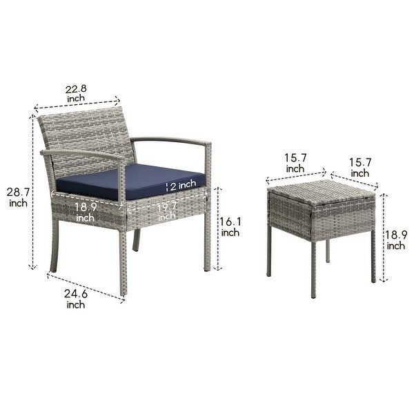 3-piece Outdoor Wicker Chat Set，Patio Chairs - Overstock - 35865432