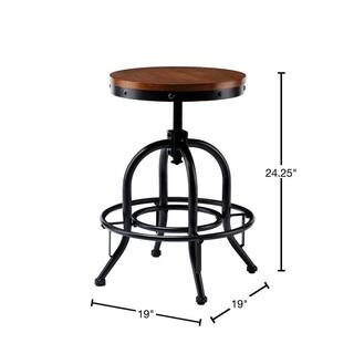 Southern Enterprises Christopher Industrial Adjustable Height Black Bar Stool HD864365