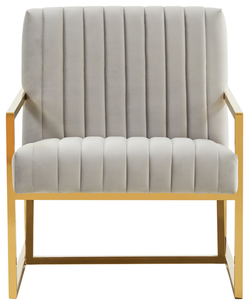 LeisureMod Montgomery Velvet Accent Chair With Gold Frame   Contemporary   Armchairs And Accent Chairs   by LeisureMod  Houzz