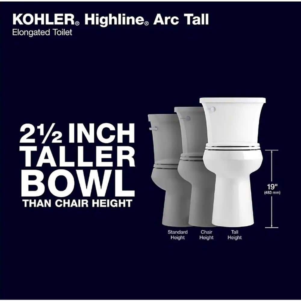 KOHLER Extra Tall Highline Arc Complete Solution 2piece 128 GPF Single Flush Elongated Toilet in White