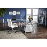 Modern Comfort Winsley Bonded Leather Mid-Back Manager's Chair， White/Silver， BIFMA Certified