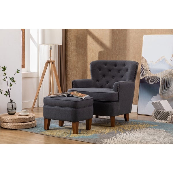 Porthos Home Idir Accent Chair， Fabric Upholstery， Rubber Wood Legs