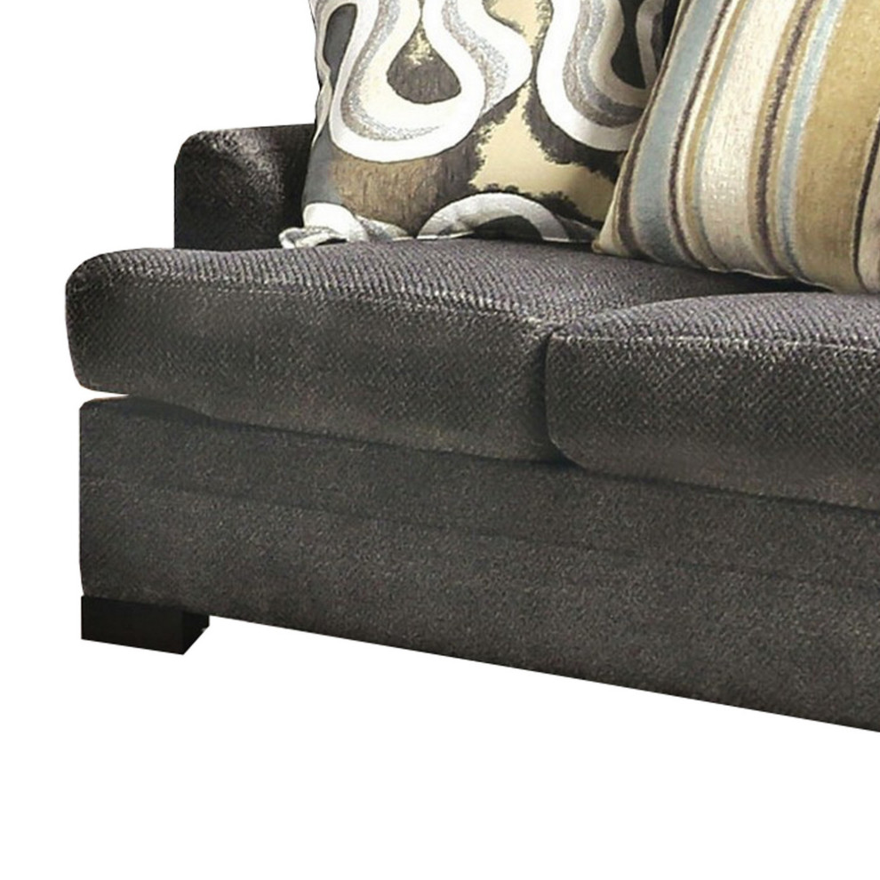 Loveseat With Fabric Upholstery And Accent Pillows  Gray   Transitional   Loveseats   by VirVentures  Houzz